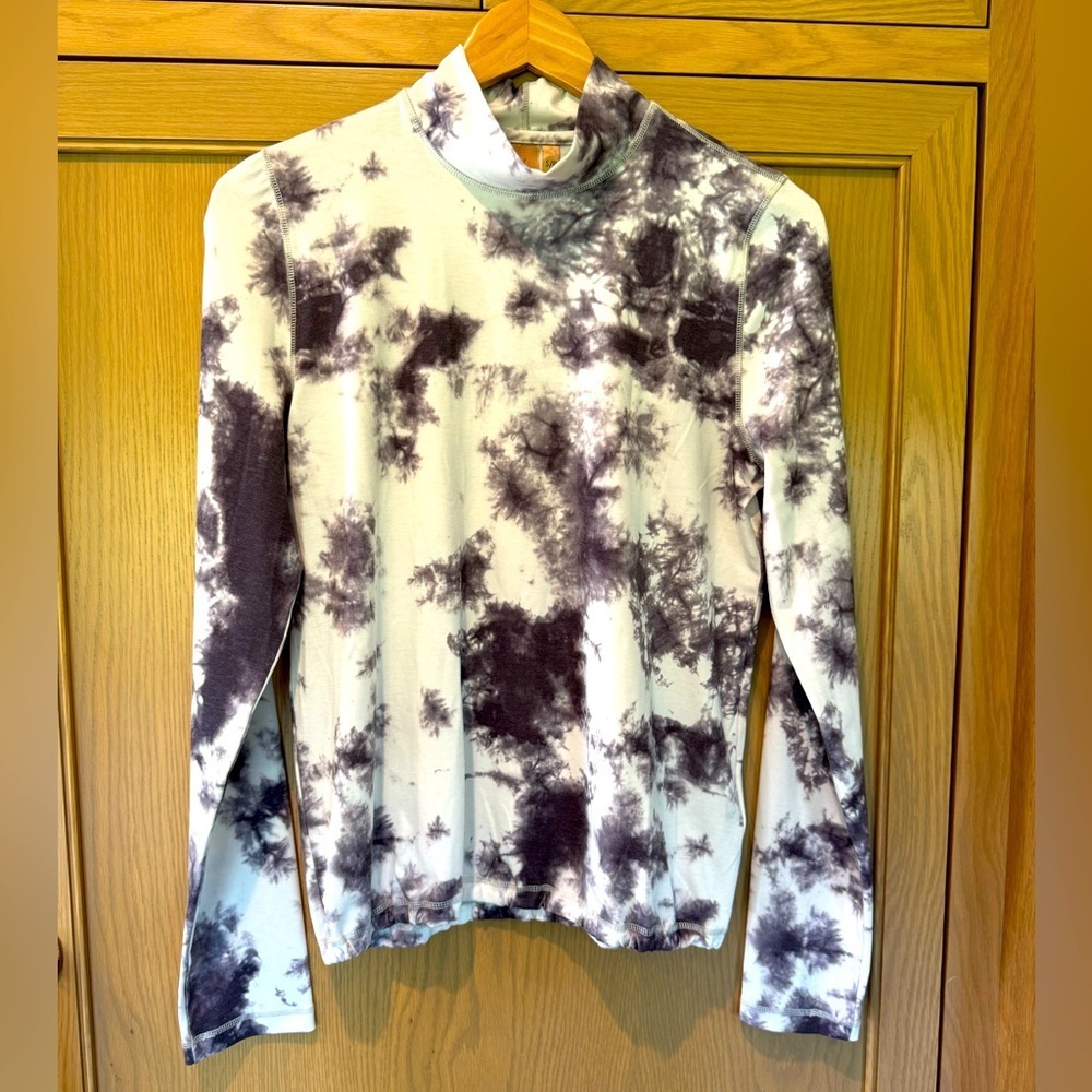 Indyeva Layering Base Layer Mock Neck Pullover Elastic Waist / Tie Dye / small